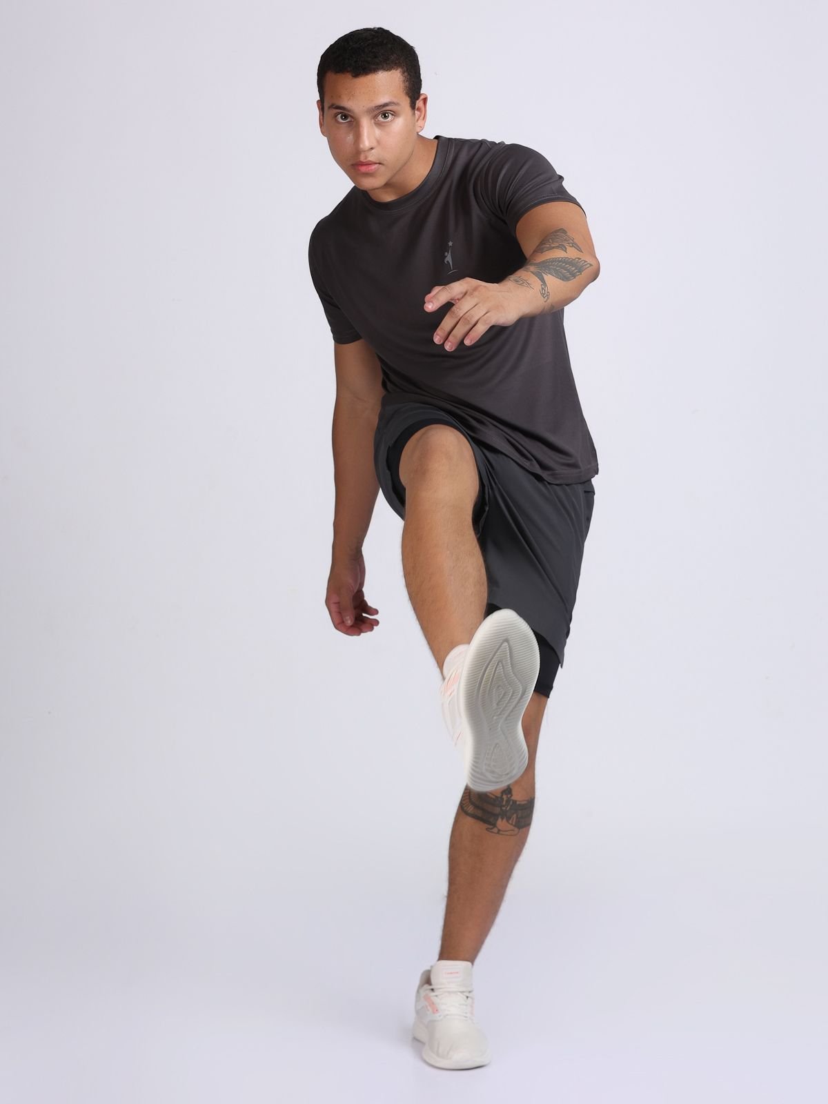 Shorts PowerStretch 2-in-1 Grey with Black best for Cycling