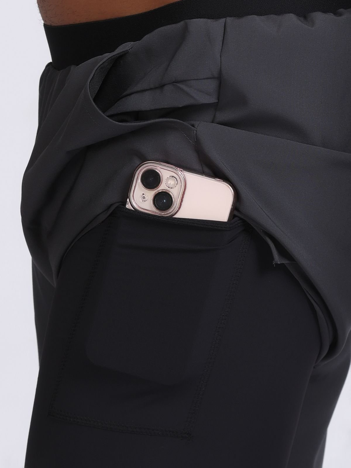 Shorts PowerStretch 2-in-1 Grey with Black best for intensive sports