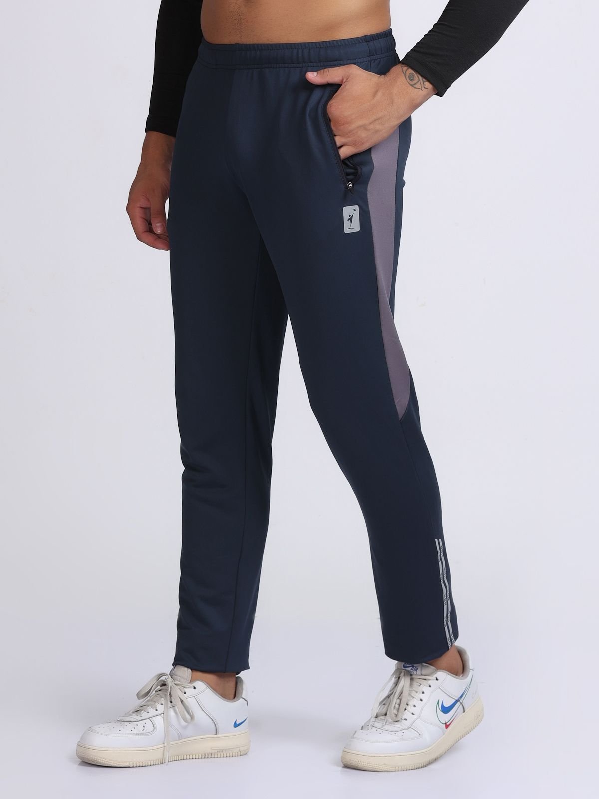 T-Pant NDR Dual Strips Navy Blue Best GYM Wear