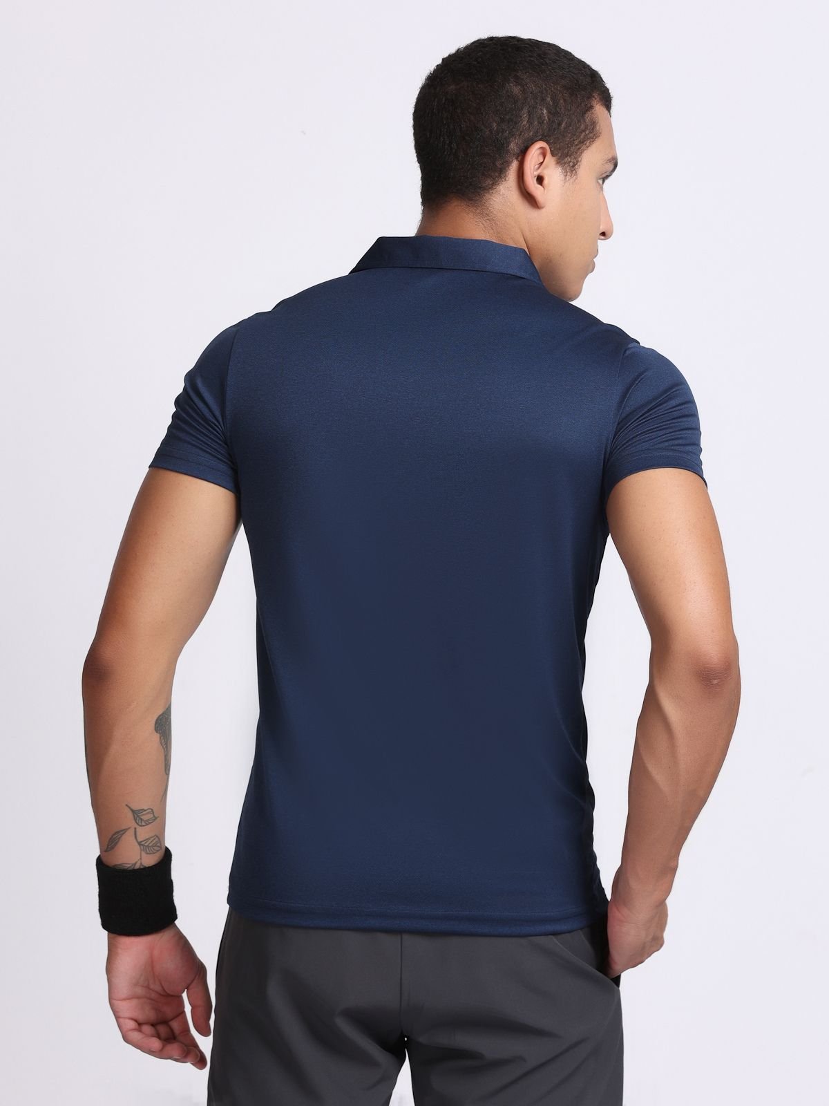 T-shirt Milanz Dual Strips Navy Blue Best Running Gadgets