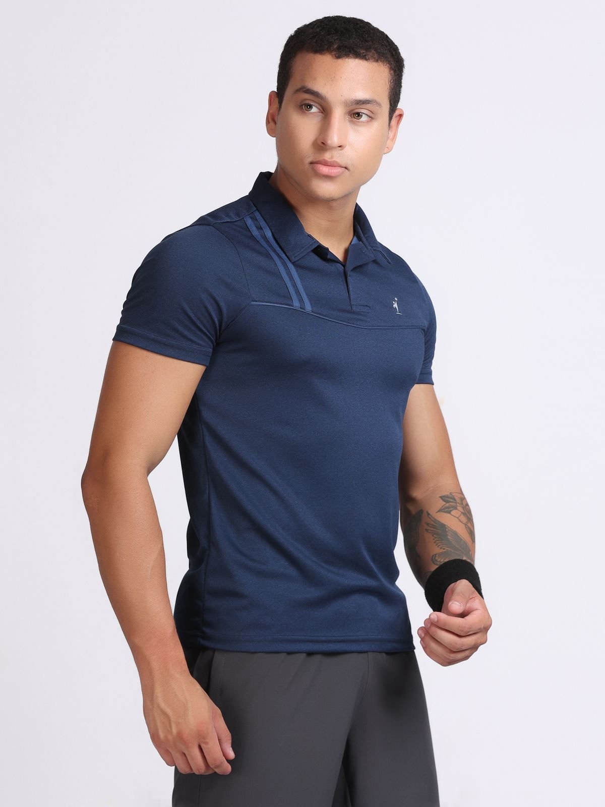 T-shirt Milanz Dual Strips Navy Blue Best Sportswear