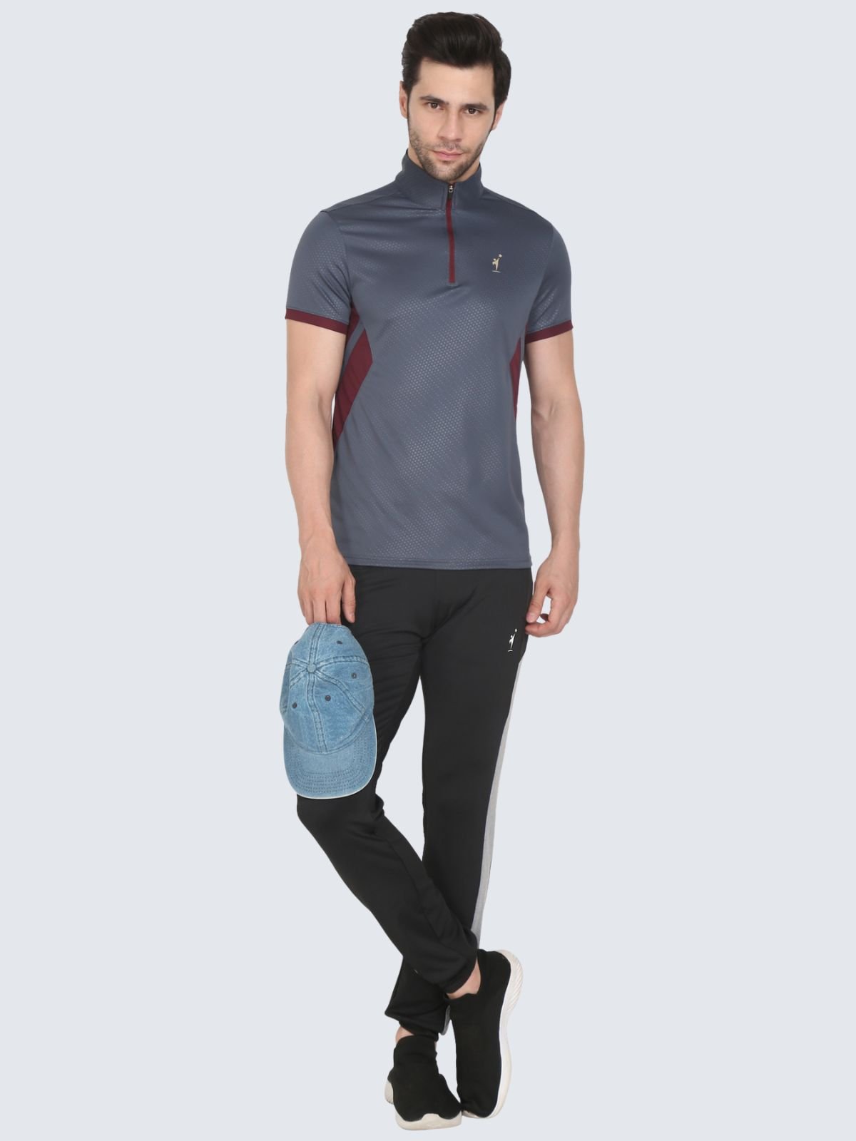 T-shirt Zipper Side Grey Full Pose