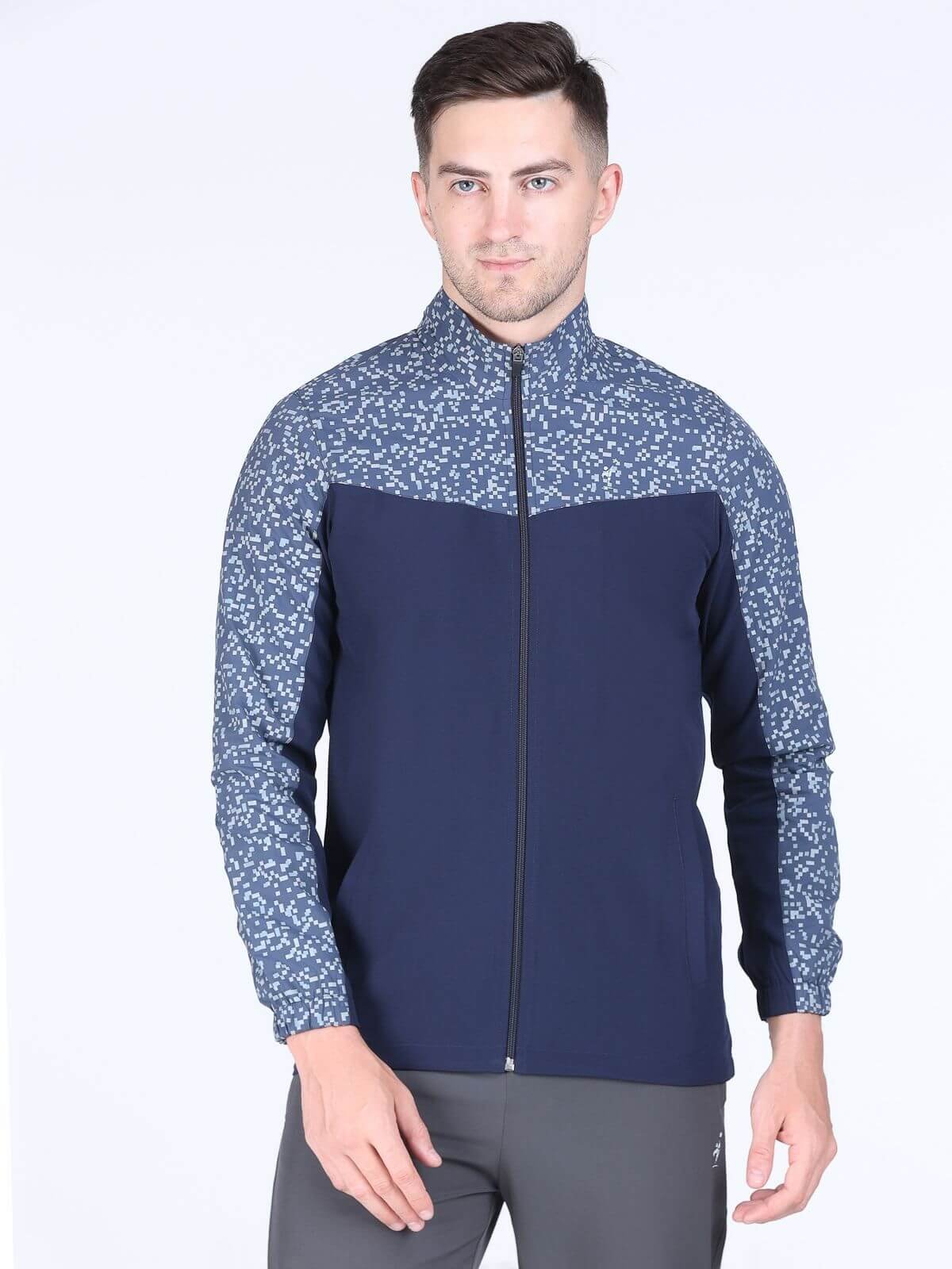 Jacket 3D Print Mesh Navy Blue Best Sportswear