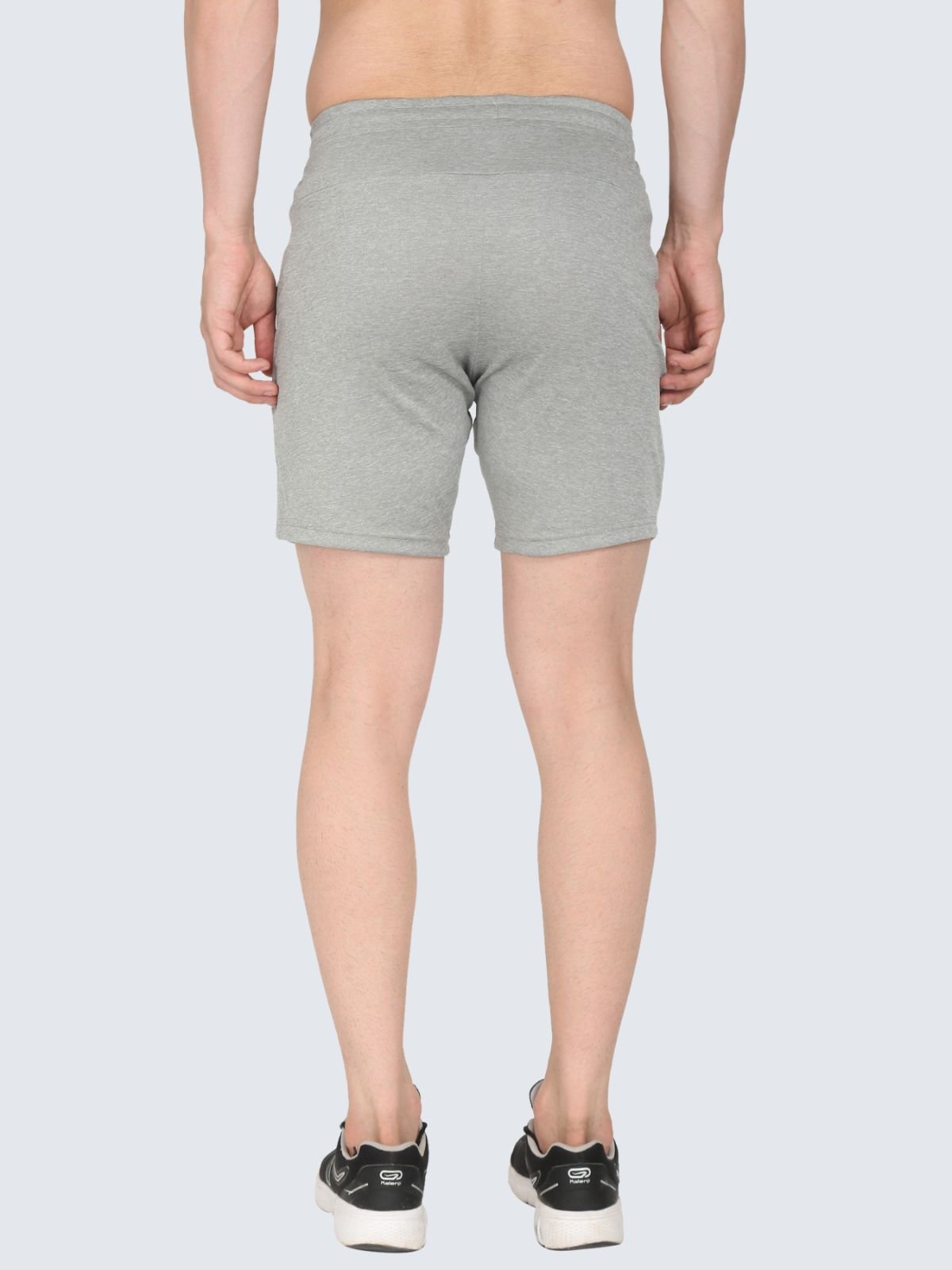 Back view of heather grey Reversible shorts on a white background